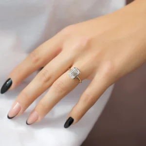 emerald cut moissanite ring